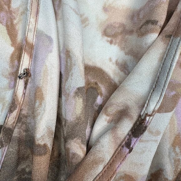 Halogen Short Sleeve Midi V-Neck Beige-Purple Wax Paint Wrap Dress XXL - Picture 15 of 16